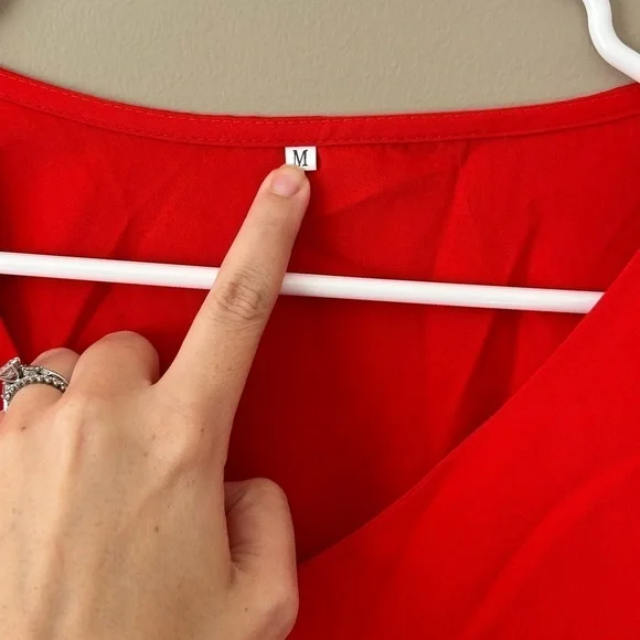 NWOT Women’s Long Sleeved Red Tiered Dress size Medium - Picture 3 of 4